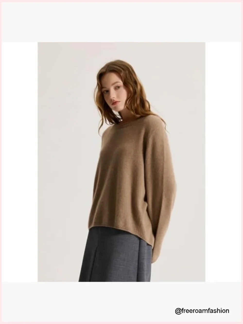 Loose Fit 7-Gauge Cashmere Crewneck Sweater Pullover Undyed Eco-Friendly - Picture 5 of 7